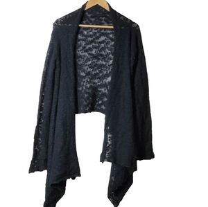 Laurie B Black Wool Blend Knit Open Cardigan Sweater Size Medium